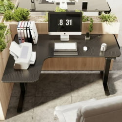 Стол для для компьютера (для геймеров) Л-формы c электрической регулировкой по высоте ЕУРЕКА ЕРК-ЕГД-Л60Л-Б-УС / L-формы c EUREKA ERK-EGD-L60L-B-US