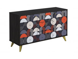 Комод Фьюжн КМ-003 АРТ Угольный камень/ВИНИЛ / камень/VINIL