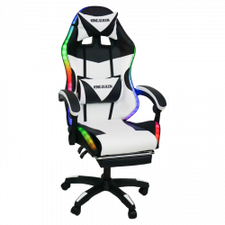 Кресло 1209 КИНГКУЕЕН, цвет черный/белый с подсветкой, 1209-блаcк-вхите-масс-лед / KINGQUEEN, 1209-black-white-mass-led