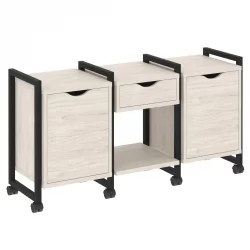 Тумба на колесных опорах наборная. Вариант №7 ЛОФТ ВР.Л-ТН-7.К Металл черный Денвер светлый / LOFT VR.L-TN-7.K