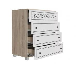 Комод Мадлен 07 Дуб сонома светлый Ясень белый Серебро
