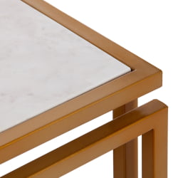 Стол квадратный Сеcрет Де Маисон КУАТТРО ( мод. 14153 ) алюминиевый сплав/мрамор, 41*41*41 см, золотой/белый мрамор / Secret De Maison QUATTRO mod.