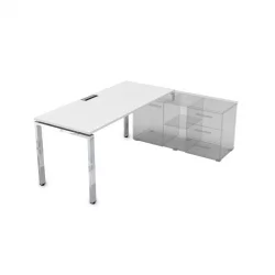 Стол рабочий, прямолинейный три опоры, правый ГЛОСС ЛИНЕ НСТП-П.995 Белый Премиум / GLOSS LINE