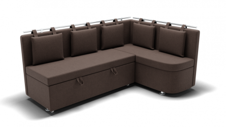 Кухонный диван Париж-2 без спального места угол левый/правый (ЗР) Цвет фасада: Коричневый; Тип: Левый/правый; Материал фасада: Металл/Велюр