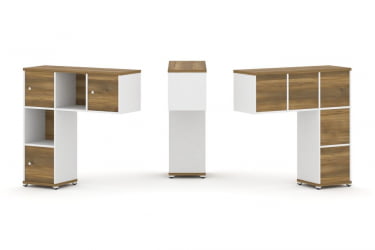 Надставка на стол низкая односторонняя + задняя стенка (5шт.) + распашной фасад (3 шт.) CОНCЕПТ CН.ОНН-002 Сандал Янтарный Белый бриллиант Белый металл / CONCEPT CN.ONN-002