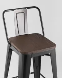Стул полубарный Толикс Воод со спинкой Черный / Tolix Wood