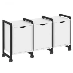 Тумба на колесных опорах наборная. Вариант №5 ЛОФТ ВР.Л-ТН-5.К Металл черный Белый Бриллиант / LOFT VR.L-TN-5.K