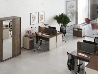 Комплект офисной мебели Нев Лине №3 Дуб шамони темный / New Line