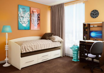 Выдвижная кровать для двоих детей Адель-5 Вудлайн кремовый