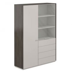 Шкаф высокий двойной с отделением для одежды Атлас НЗ-0313+НЗ-0322.БТ.ГС Бренсон Трюфель Серый камень / Atlas NZ-0313+NZ-0322.BT.GS