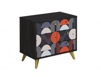 Комод Фьюжн КМ-002 АРТ Угольный камень/ВИНИЛ / камень/VINIL