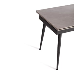 Раздвижной стол Лорд Грей/Лорд Грей столешница керамика (матовая) /опоры металл, светло-серый/черный, (120+30+30)кс80кс75 см / Lord Grey/Лорд (120+30+30)x80x75