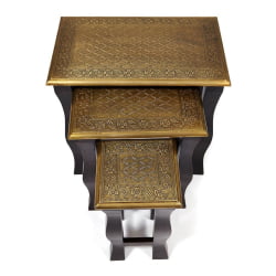 Комплект 3 столика Сеcрет Де Маисон БРАХМА ( мод. НД-009) дерево манго/латунная чеканка, 56х36х50, 41х30х45, 24х24х40 / Secret De Maison BRAHMA mod. ND-009)