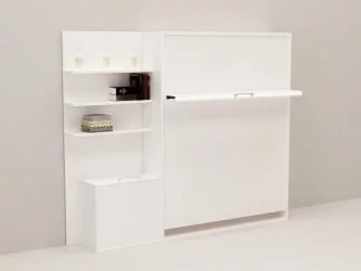 Откидная кровать с полкой Смарт 1 К 1600+П левая Белая шагрень