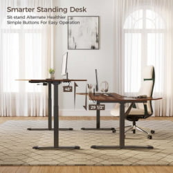 Стол компьютерный с электроприводом Еурека ЕРК-ЕДИ-ФС-ВН (Фан шапед), орех / Eureka ERK-EDI-FS-WN (Fan shaped),