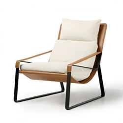 Кожаное кресло ЕРК-ЛC03-ГЙ, коричневое, белое / ERK-LC03-GY,