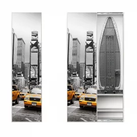 Двустворчатый шкаф Ирон Бокс Принт (левый, купе) Беленый дуб / Iron Box Print