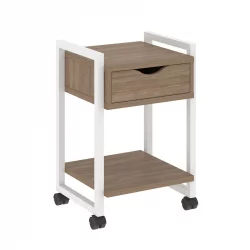 Тумба на колесных опорах с ящиком и полкой ЛОФТ ВР.Л-Т1.К Металл белый Дуб Аризона / LOFT VR.L-T1.K