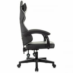 Геймерское кресло БРАБИКС Шоотер ГМ-123, 2 подушки, экокожа, черное/белое / BRABIX Shooter GM-123,