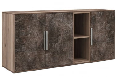 Шкаф низкий 3 створки, с нишей Б-ТОНЕ БТН36152042 Вяз Бетон темный / B-TONE BTN36152042
