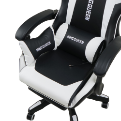 Геймерское кресло 1206 КИНГКУЕЕН цвет черный/белый с массажем 1206-блаcк-вхите-масс / KINGQUEEN 1206-black-white-mass