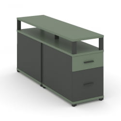 Тумба двухсторонняя опорная приставная с ящиком, распашным фасадом и надставкой CОНCЕПТ CН.ДТГП-002 Б/В Кобо Антрацит / CONCEPT CN.DTGP-002 B/W