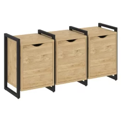 Тумба на регулируемых опорах наборная. Вариант №5 ЛОФТ ВР.Л-ТН-5.О Металл черный Тиквуд светлый / LOFT VR.L-TN-5.O