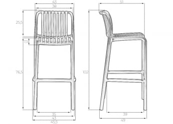 Стул барный ДОБРИН CХЛОЕ БАР Черный / DOBRIN CHLOE BAR