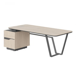 Стол руководителя левый Лине СФ-571102.1 Дуб светлый Черный графит / Line