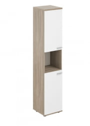 Шкаф высокий с нишей левый Сигма СГ.846.ОД.ВХ.ВХ.Л Дуб темный Белый / Sigma SG.846.OD.WH.WH.L