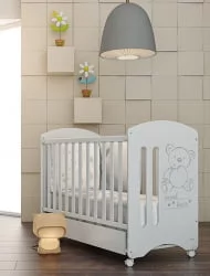 Кроватка для новорожденных Микуна Свеет Беар 120кс60 Вхите с матрацем CХ-620 / Micuna Sweet Bear 120x60 White CH-620