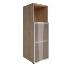 Шкаф книжный средний со стеклом в раме Лакобел без топа ЙАЛТА ЛТ-СУ 2.2Р вхите Снежная Патина / Lacobel YALTA LT-SU 2.2R white