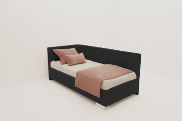 Детская кровать 120 190 ТЕРРА С ОРТОПЕДИЧЕСКИМ ОСНОВАНИЕМ (БЕРХОУСЕ) Цвет фасада: Серый; Материал фасада: Металл/Велюр; Спальное место: 1200х1900 / (BERHOUSE)