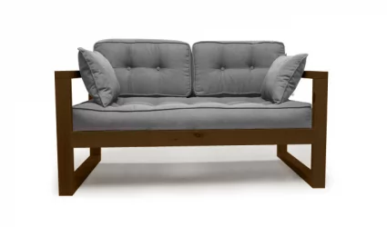 Диван для балкона двухместный ДЕмоку Д-2 серый-темный дуб / DEmoku