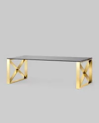 Журнальный стол КРОСС 120кс60 Золото (стекло смоке) / 120x60 smoke)