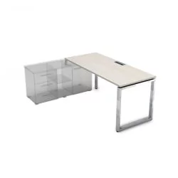 Стол рабочий, прямолинейный три опоры, левый ГЛОСС ЛИНЕ НСТЛ-О.994 Иворй / GLOSS LINE Ivory