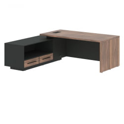 Стол руководителя левый ВЕЛИОН ВЕНЕЕР ВРCТ 2119 Л Американский орех Яшма черная / VELION VENEER VRCT L