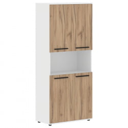 Шкаф с двумя комплектами глухих малых дверей ЕДИС ЕХCС 85.4 Дуб Денвер светлый Черный Белый / EDIS EHCS