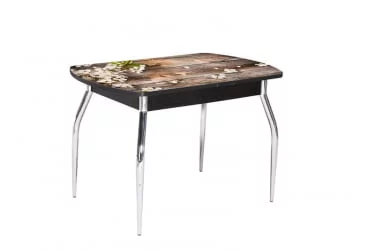 Стол нераздвижной 1,1 Грация, СТЕКЛО, опоры изогнутые ХРОМ, Венге/128947691_78732