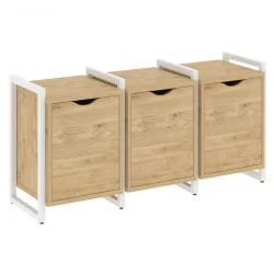 Тумба на регулируемых опорах наборная. Вариант №5 ЛОФТ ВР.Л-ТН-5.О Металл белый Тиквуд светлый / LOFT VR.L-TN-5.O