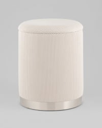 Пуф Эмили с ящиком серебро вельвет молочный