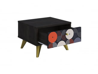 Тумба дизайнерская Фьюжн ТМ-004 АРТ Угольный камень/ВИНИЛ / камень/VINIL