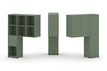 Надставка на стол высокая односторонняя + задняя стенка (8 шт.) + блок с 2-мя ящиками (1 шт.) CОНCЕПТ CН.ОНВ-002 Кобо Черный металл / CONCEPT CN.ONV-002