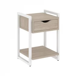 Тумба на регулируемых опорах с ящиком и полкой ЛОФТ ВР.Л-Т1.О Металл белый Дуб Аттик / LOFT VR.L-T1.O