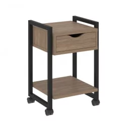 Тумба на колесных опорах с ящиком и полкой ЛОФТ ВР.Л-Т1.К Металл черный Дуб Аризона / LOFT VR.L-T1.K