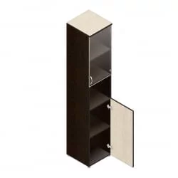 Шкаф для документов узкий с прозрачными стеклами Р.П-4СБ Венге/Дуб