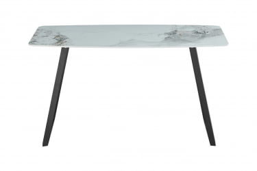 Стол обеденный Вермонт 140*80 см керамика светлая ножки черные / Vermont