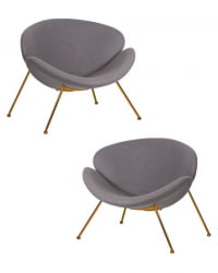 Кресло дизайнерское ДОБРИН ЕМИЛЙ (серая ткань АФ7, золотое основание) 2 шт / DOBRIN EMILY AF7,