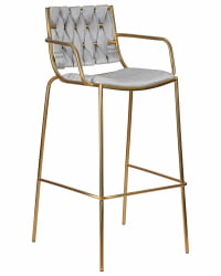 Стул барный ДОБРИН МИЛЛЕР ГОЛД (cветло-серый велюр (135-37)) / DOBRIN MILLER GOLD (cветло-серый