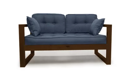 Диван двухместный ДЕмоку Д-2 небесно-голубой_темный дуб / DEmoku